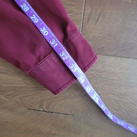Cabelas Shirt Mens 3XL TALL Burgundy Button Down Flap Pockets Heavy 100% Cotton - Picture 11 of 15